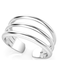 Anillo ajustable de plata esterlina 3 filas Metal Factory