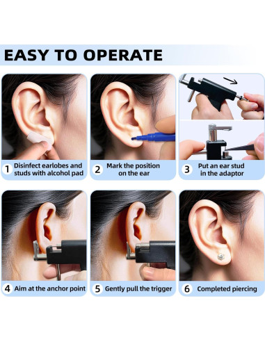 Kit de Perforación de Oídos ZYGC con 18 Pendientes y Pistola
