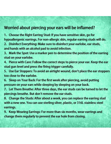 Kit de Perforación de Oídos ZYGC con 18 Pendientes y Pistola