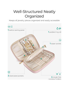 Estuche de Joyería de Viaje BAGSMART Rosa 22x13.5cm 2