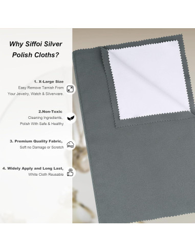Paquete de 2 Paños de Limpieza SIFFOI X Grande para Joyería