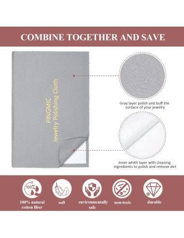 Paño de Limpieza de Joyería PINGMIC - 6 Piezas, Algodón