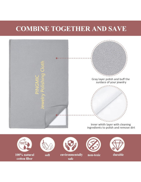 Paño de Limpieza de Joyería PINGMIC - 6 Piezas, Algodón
