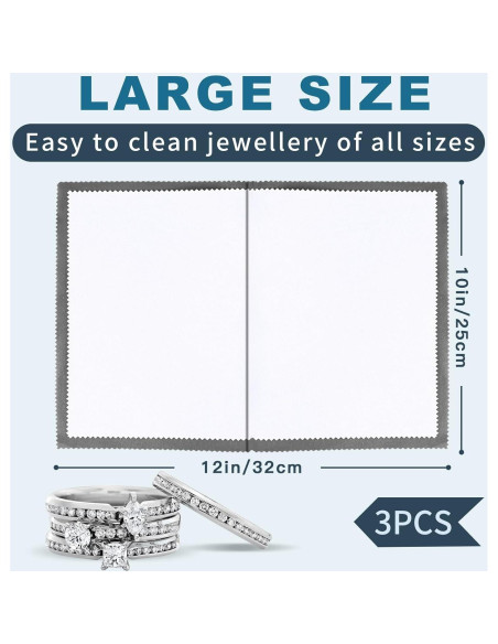Paquete de 3 Paños de Limpieza de Joyería Phinus 25.4x30.5cm