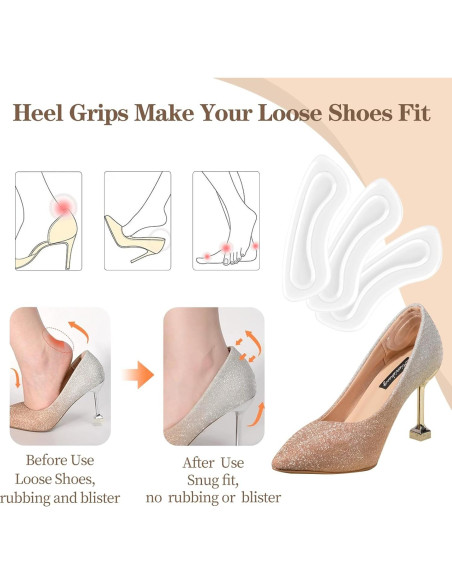 Almohadillas de Talón EACOZY - 5 Pares Transparentes para Zapatos