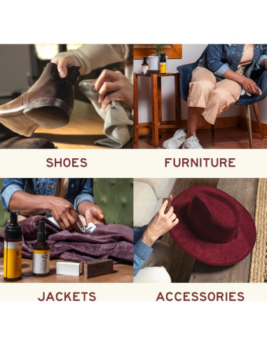 Kit de Cuidado Suede y Nubuck Leather Honey - Limpiador, Protector y Cepillo