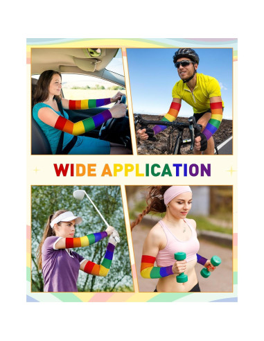 6 Pares Mangas de Brazo Arcoíris Shyyween - Protección Solar LGBT