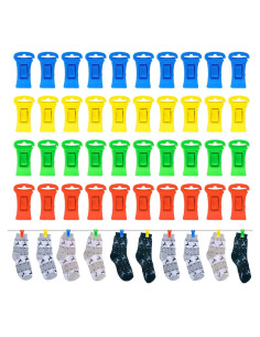 40 Clips de Calcetín Antideslizantes Asofelk Multicolor