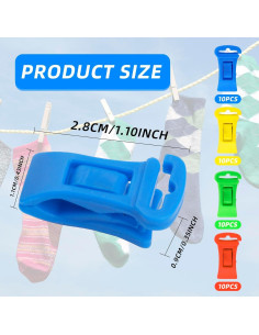 40 Clips de Calcetín Antideslizantes Asofelk Multicolor 2