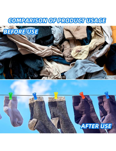 40 Clips de Calcetín Antideslizantes Asofelk Multicolor