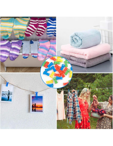 40 Clips de Calcetín Antideslizantes Asofelk Multicolor