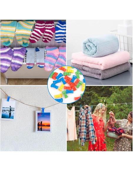 40 Clips de Calcetín Antideslizantes Asofelk Multicolor