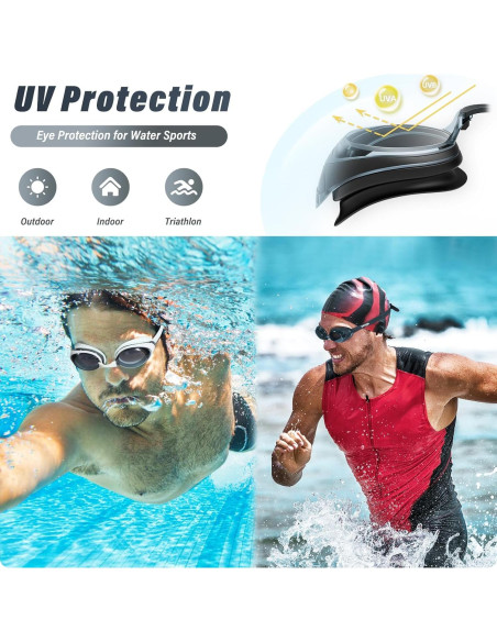 Gafas de Natación Antivaho Seago para Adultos y Jóvenes - Negro y Blanco