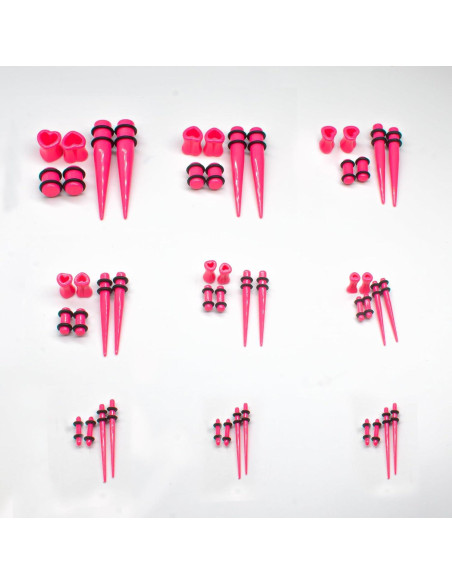 Kit de Estiramiento de Orejas 48 Piezas Acrílico Rosa 14G-0000G