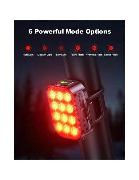 Luz Trasera para Bicicleta ISEYOU - 2 Piezas, Impermeable IP65 Luz Trasera para Bicicleta ISEYOU - 2 Piezas, Impermeable IP65