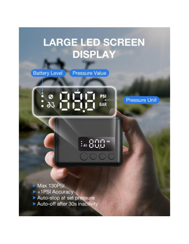 Mini Bomba Eléctrica de Bicicleta Tenlox 150, Inflado Rápido 25s