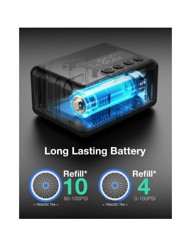 Mini Bomba Eléctrica de Bicicleta Tenlox 150, Inflado Rápido 25s