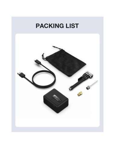 Mini Bomba Eléctrica de Bicicleta Tenlox 150, Inflado Rápido 25s