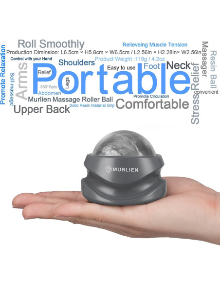 Bola de Masaje MURLIEN Gris 6.5cm Alivio Muscular Manual
