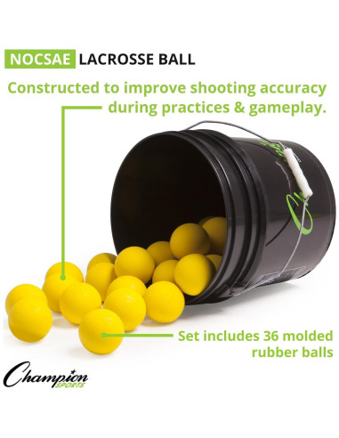 Set de 36 Pelotas de Lacrosse Champion Sports - Amarillo