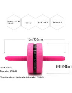 Rueda de Abdominales BiJun Rosa con Cuerda para Saltar y Almohadilla 2