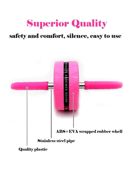 Rueda de Abdominales BiJun Rosa con Cuerda para Saltar y Almohadilla Rueda de Abdominales BiJun Rosa con Cuerda para Saltar y Almohadilla