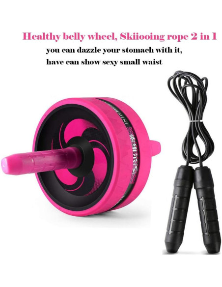 Rueda de Abdominales BiJun Rosa con Cuerda para Saltar y Almohadilla Rueda de Abdominales BiJun Rosa con Cuerda para Saltar y Almohadilla