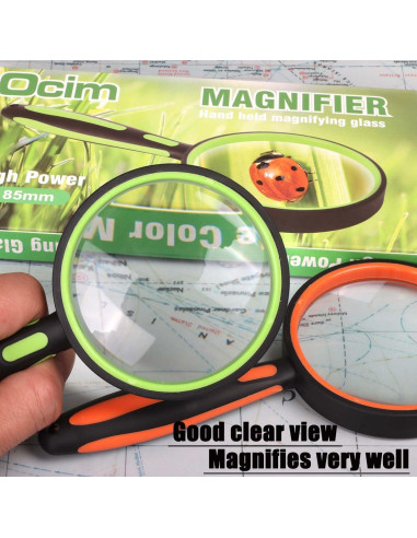 Lupas Irrompibles Ocim 10X - Paquete de 2, 75mm, Verde y Naranja