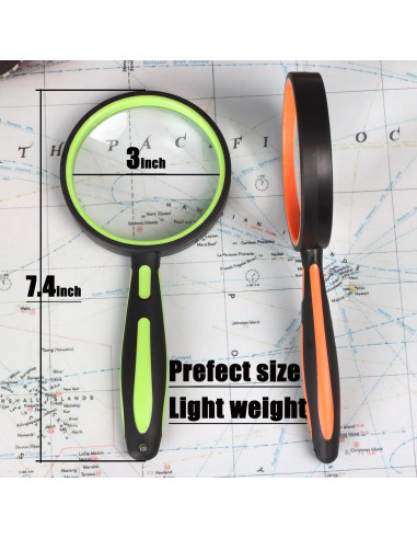 Lupas Irrompibles Ocim 10X - Paquete de 2, 75mm, Verde y Naranja