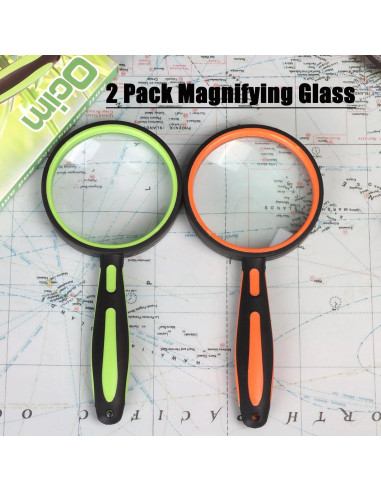 Lupas Irrompibles Ocim 10X - Paquete de 2, 75mm, Verde y Naranja