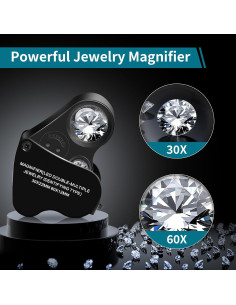Lupa Joyera JARLINK 30x 60x con Luz LED Plegable Negra 2