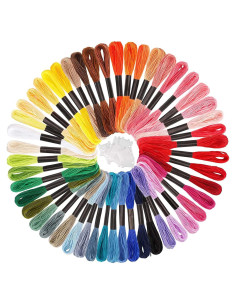 Caydo Kit de Hilo de Bordado 50 Madejas 12 Bobinas 22.23 cm