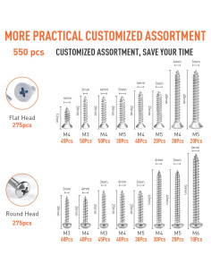 Conjunto de 550 Tornillos Autoperforantes Trivd Frol M3-M6 2