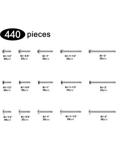 Juego de Tornillos Autoperforantes Yuecinoow 440 Pcs Acero Inoxidable 2