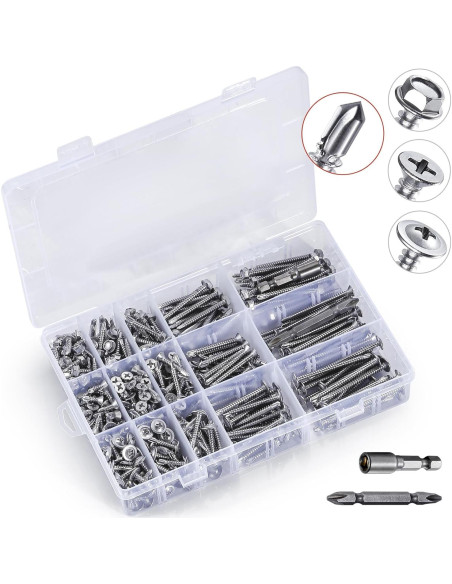 Juego de Tornillos Autoperforantes Yuecinoow 440 Pcs Acero Inoxidable