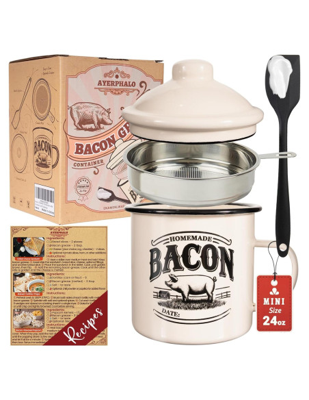 Contenedor de Grasa de Tocino 710ml con Colador y Espátula