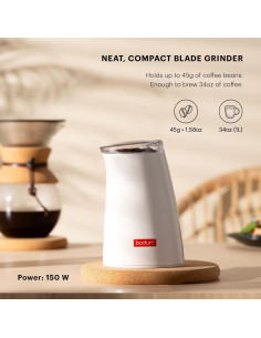 Molinillo Eléctrico de Café Bodum C-Mill Blanco 45g Acero Inoxidable 2