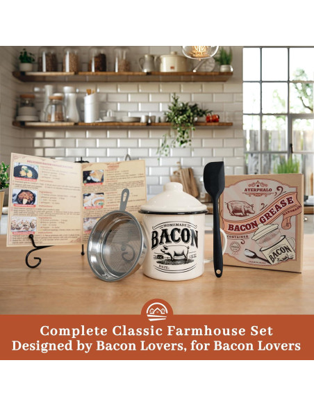 Contenedor de Grasa de Tocino 710ml con Colador y Espátula