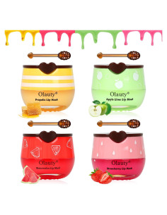Mascarilla Labial Hidratante 4 PCS Lingyun - Miel, Fresa, Sandía, Manzana