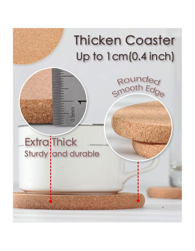 Trivets de corcho KITLAB, 4 piezas, 20.3 cm, resistentes al calor