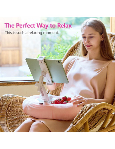 Soporte Almohada para Tablet NKV Rosa Ajustable 4.7-15.6"