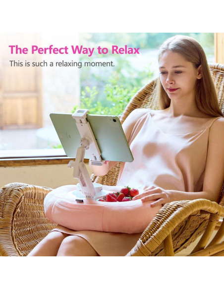 Soporte Almohada para Tablet NKV Rosa Ajustable 4.7-15.6"