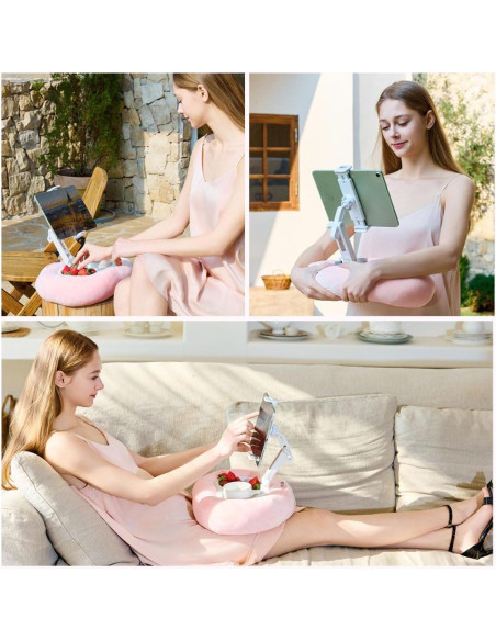 Soporte Almohada para Tablet NKV Rosa Ajustable 4.7-15.6"