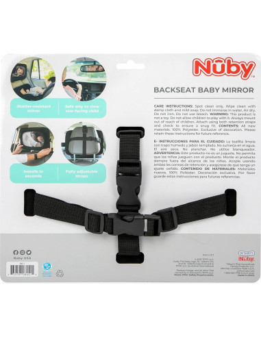 Espejo para Bebés Nuby en Asiento Trasero Ajustable Negro