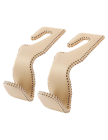 Ganchos para Reposacabezas AMVOYOA Beige - 2 Unidades de Cuero Ganchos para Reposacabezas AMVOYOA Beige - 2 Unidades de Cuero