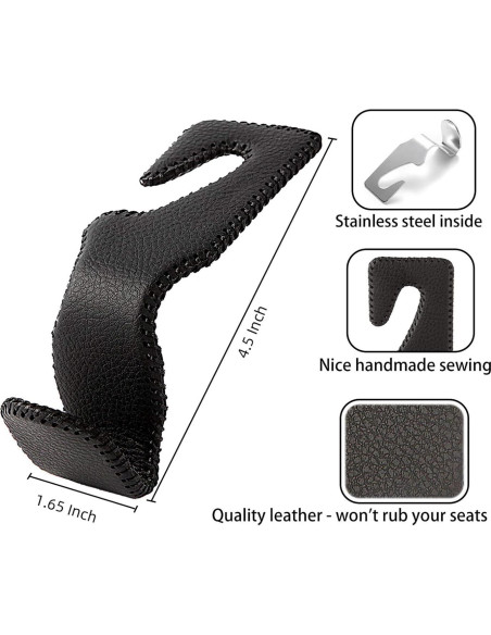 Ganchos para Reposacabezas AMVOYOA Beige - 2 Unidades de Cuero Ganchos para Reposacabezas AMVOYOA Beige - 2 Unidades de Cuero