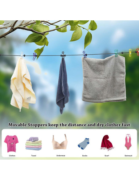 Cuerda de Ropa de Viaje KAYALIKES 3 Paquetes Elástica