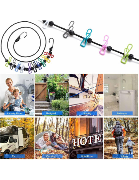 Cuerda de Ropa de Viaje KAYALIKES 3 Paquetes Elástica