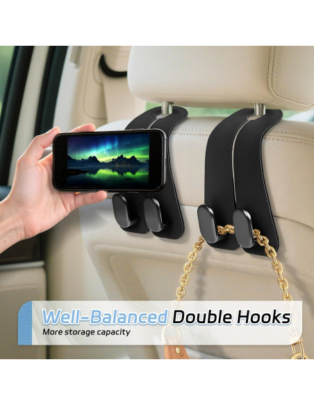 Ganchos para Reposacabezas de Automóvil Fitnice - Paquete de 2 Ganchos para Reposacabezas de Automóvil Fitnice - Paquete de 2
