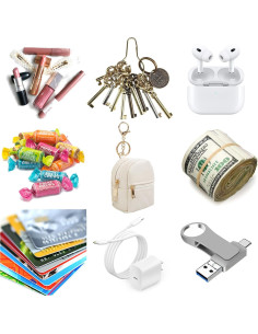 4 Mini Bolsas Cosméticas Llavero PU para Mujeres - Negro, Beige, Rosa, Gris 2